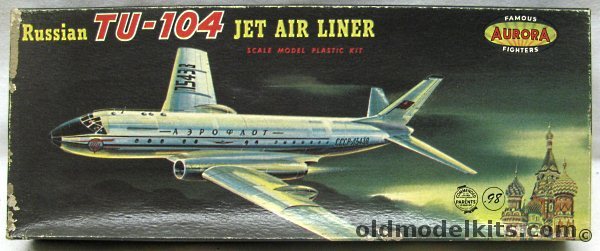 Aurora 1/130 Russian TU-104 Jet Air Liner, 127-98 plastic model kit